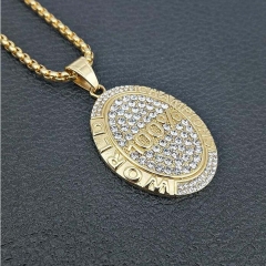 Stainless steel gold-plated and diamond-shaped hip hop pendant