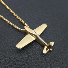Stainless steel high quality polished simple airplane pendant necklace