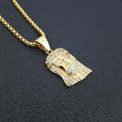Stainless steel gold-plated diamonds Jesus Christ pendant necklace