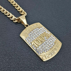 Stainless steel gold-plated and diamond-shaped hip hop pendant