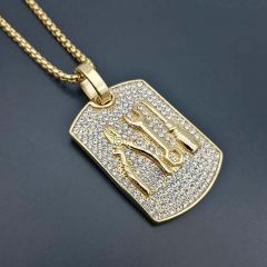 Stainless steel full diamond hip hop pendant necklace wholesale