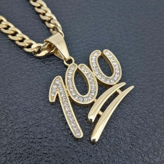 Stainless steel full diamond hip hop pendant necklace wholesale