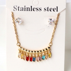Stainless steel + copper Earrings and necklaces set Wholesale