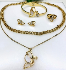 Stainless steel jewelry Necklace Bracelet Bracelets and rings set Wholesale