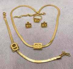Stainless steel jewelry Bracelet Necklace Earrings Ring set Wholesale