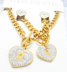 Stainless steel jewelry Necklace Earrings Brcklace set Wholesale