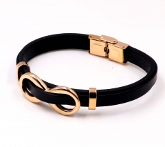Stainless steel jewelry men leather bangle Wholesale