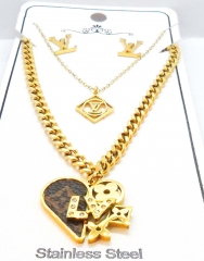 Stainless steel jewelry necklace earring set wholesale