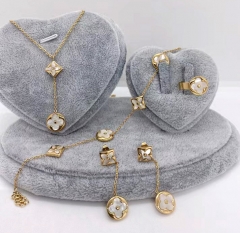 Stainless steel jewelry Necklace Earrings bracelet ring set Wholesale