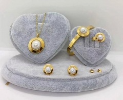 Stainless steel jewelry Necklace Earrings bracelet ring set Wholesale
