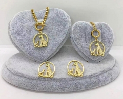 Stainless steel+copper jewelry Necklace Earrings bracelet set Wholesale