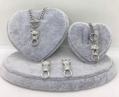 Stainless steel+copper jewelry Necklace Earrings bracelet set Wholesale
