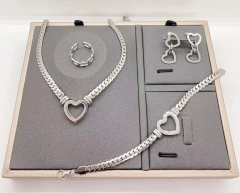 Stainless steel jewelry Necklace Earrings bangle ring set Wholesale