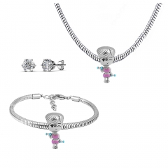 Stainless steel jewelry necklace earring Bracelet set Wholesale