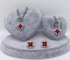 Stainless steel+copper jewelry necklace earring Bracelet set Wholesale