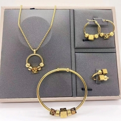 Stainless steel jewelry necklace earring Bracelet ring set Wholesale