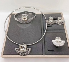 Stainless steel jewelry necklace earring Bracelet ring set Wholesale