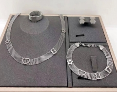 Stainless steel jewelry necklace earring Bracelet ring set Wholesale