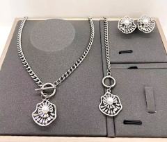 Stainless steel+copper jewelry necklace earring Bracelet set Wholesale