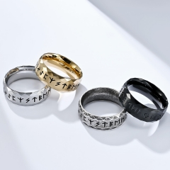 Stainless steel jewelry men ring wholesale，Amazon Vintage Nordic Viking Script Ring