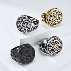 Stainless steel jewelry men ring wholesale，European and American retro style exorcist stainless steel cross ring