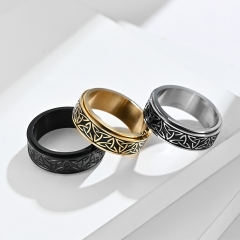 Stainless steel jewelry women ring wholesale，Nordic Norwegian Viking Triangle Rotatable Titanium Steel