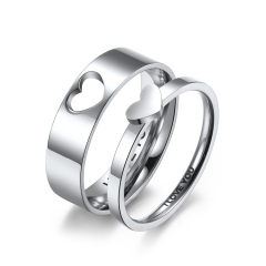 Stainless steel jewelry women ring wholesale，Titanium steel heart-shaped hollow couple ring