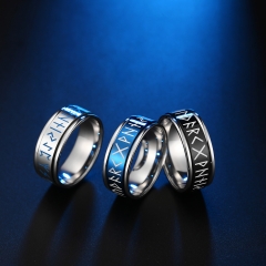Stainless steel jewelry women ring wholesale，Nordic style titanium steel Viking text rotatable ring