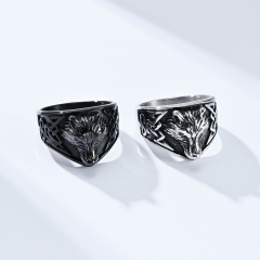 Stainless steel jewelry women ring wholesale，Nordic retro style Celtic wolf titanium steel ring