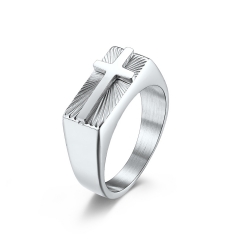 Stainless steel jewelry women ring wholesale，Stainless Steel Seal Holy Light Cross Ring
