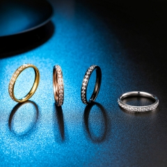 Stainless steel jewelry women ring wholesale，Titanium steel studded diamond studded women's ring