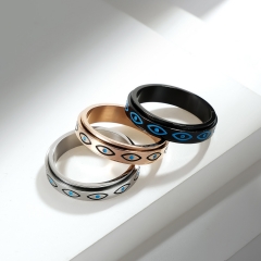 Stainless steel jewelry women ring wholesale，Horus Eye stainless steel rotating ring