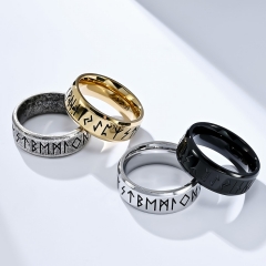 Stainless steel jewelry women ring wholesale，American Viking Rune lettering stainless steel ring