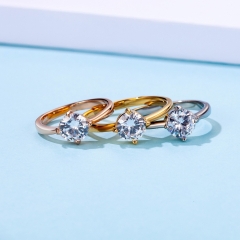 Stainless steel jewelry women ring wholesale，Titanium steel diamond studded women's ring