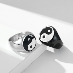 Stainless steel jewelry women ring wholesale，Tai Chi Bagua Diagram Titanium Steel Ring
