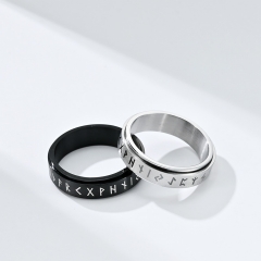 Stainless steel jewelry women ring wholesale，Nordic Viking Text Titanium Steel Rotating Ring