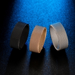 Stainless steel jewelry women ring wholesale，Titanium steel woven mesh ring