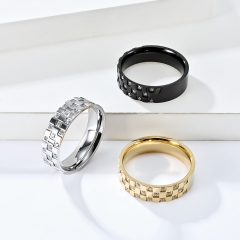 Stainless steel jewelry women ring wholesale，Titanium steel diamond inlaid square zirconia ring