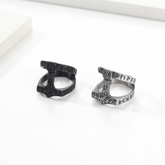 Stainless steel jewelry women ring wholesale，Retro Nordic Viking Text Thor's Hammer Titanium Steel Ring