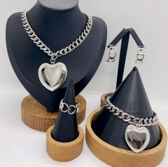 Stainless steel jewelry necklace earring ring Bangle set Wholesale