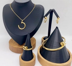 Stainless steel jewelry necklace earring ring Bangle set Wholesale