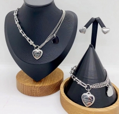 Stainless steel jewelry necklace earring ring Bangle set Wholesale