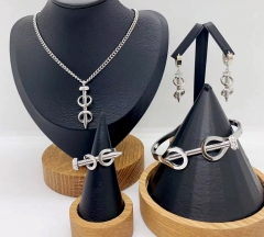 Stainless steel jewelry necklace earring ring Bangle set Wholesale