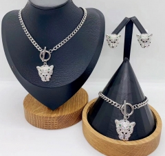 Stainless steel+copper jewelry necklace earring Bangle set Wholesale