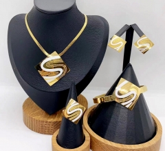 Stainless steel jewelry necklace earring ring Bangle set Wholesale