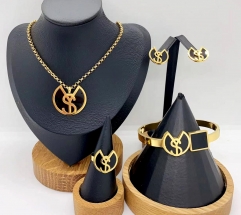 Stainless steel jewelry necklace earring ring Bangle set Wholesale