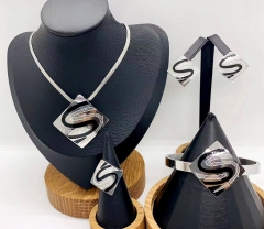 Stainless steel jewelry necklace earring ring Bangle set Wholesale