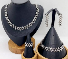 Stainless steel jewelry necklace earring ring Bangle set Wholesale