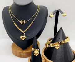 Stainless steel jewelry necklace earring ring Bangle set Wholesale