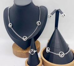 Stainless steel jewelry necklace earring ring Bangle set Wholesale